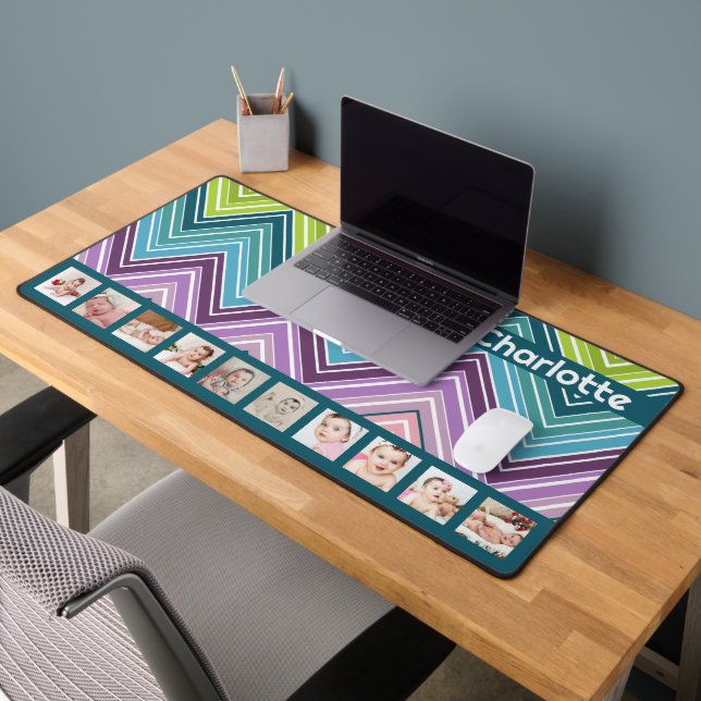 10 Photo Colourful ZigZag Personalised  Desk Mat (Office 2)