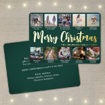 10 Photo Dark Green Merry Christmas Modern Collage<br><div class="desc">Send stylish joyful greetings and share 10 of your favourite pictures with a custom photo collage green and gold foil holiday card. All text on this template is simple to personalise to include any wording, such as Merry Christmas, Happy Holidays, Seasons Greetings, New Year Cheers etc. (IMAGE PLACEMENT TIP: An...</div>