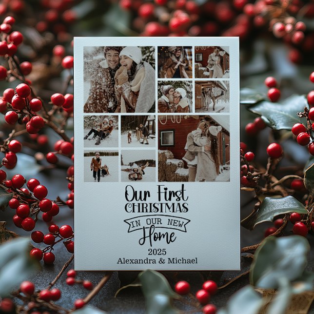 10 Photo Minimalist Christmas First Home Holiday Card (Creator Uploaded)