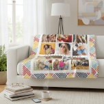 10 Photo Modern Colourful Abstract Geometric Name Fleece Blanket<br><div class="desc">10 Photo Modern Colourful Abstract Geometric Name Fleece Blanket features ten of your favourite pictures for an easy and quick DIY add your own photo collage. Personalise with your name and surrounded with a colourful abstract geometric pattern. Makes a perfect gift for Christmas, birthdays, Mother's Day, sisters, best friends and...</div>