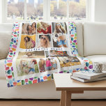 10 Photo Modern Colourful Watercolor Abstract Name Fleece Blanket<br><div class="desc">10 Photo Modern Colourful Watercolor Abstract Name Fleece Blanket features ten of your favourite pictures for an easy and quick DIY add your own photo collage. Personalise with your name and surrounded with a colourful abstract watercolor pattern. Makes a perfect gift for Christmas, birthdays, Mother's Day, sisters, best friends and...</div>