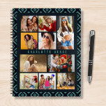 10 Photo Modern Geometric Stylish Name Notebook<br><div class="desc">10 Photo Modern Geometric Stylish Name Wall Hanging Tapestry features ten of your favourite pictures for an easy and quick DIY add your own photo collage. Personalise with your name and surrounded with a geometric pattern. Makes a perfect gift for Christmas, birthdays, Mother's Day, Father's Day. sisters, best friends and...</div>