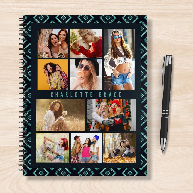 10 Photo Modern Geometric Stylish Name Notebook (Creator Uploaded)