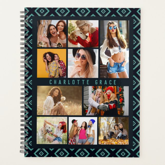 10 Photo Modern Geometric Stylish Name Planner (Front)