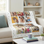 10 Photo Modern Green Romantic Love Heats Name Fleece Blanket<br><div class="desc">10 Photo Modern Green Romantic Love Heats Name Fleece Blanket features ten of your favourite pictures for an easy and quick DIY add your own photo collage. Personalise with your name and surrounded with a cute green love heart pattern. Makes a perfect gift for Christmas, birthdays, Mother's Day, sisters, best...</div>