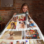 10 Photo Modern Stars Stylish Green Name Fleece Blanket<br><div class="desc">10 Photo Modern Stars Stylish Green Name Fleece Blanket features ten of your favourite pictures for an easy and quick DIY add your own photo collage. Personalise with your name and surrounded with a simple star pattern on a green background. Makes a perfect gift for Christmas, birthdays, Mother's Day, sisters,...</div>