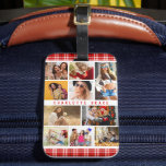 10 Photo Modern Trendy Red Plaid Stylish Name Luggage Tag<br><div class="desc">10 Photo Modern Trendy Red Plaid Stylish Name Luggage Tag features ten of your favourite pictures for an easy and quick DIY add your own photo collage. Personalise with your name and surrounded with a red plaid pattern. Makes a perfect gift for Christmas, birthdays, Mother's Day, sisters, best friends and...</div>