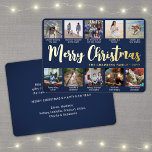 10 Photo Navy Blue Merry Christmas Modern Collage<br><div class="desc">Send stylish joyful greetings and share 10 of your favourite pictures with a custom photo collage navy blue and gold foil holiday card. All text on this template is simple to personalise to include any wording, such as Merry Christmas, Happy Holidays, Seasons Greetings, New Year Cheers etc. (IMAGE PLACEMENT TIP:...</div>