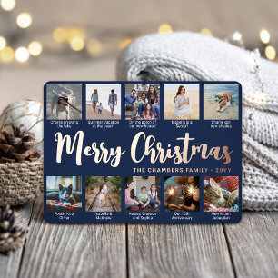10 Photo Navy Blue Merry Christmas Modern Script