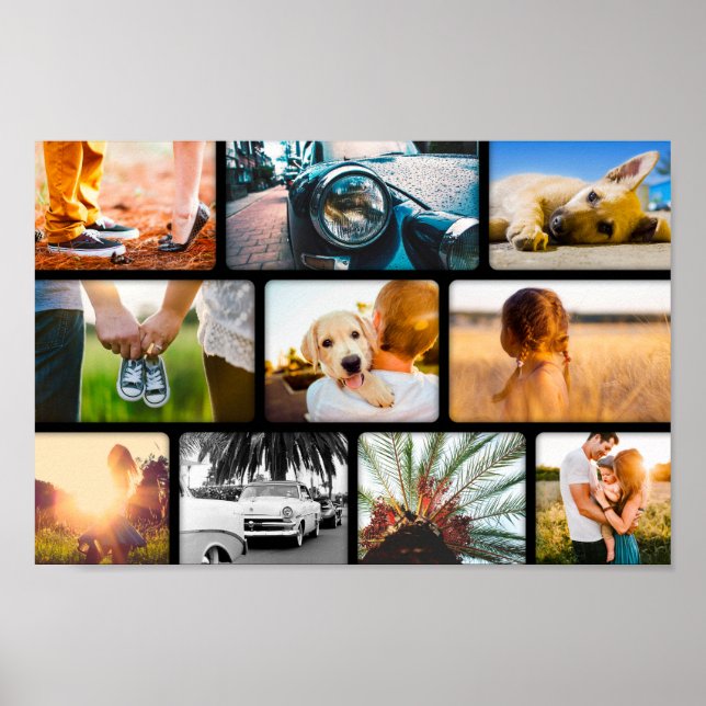 10 Photo Poster Collage Template Black Frame (Front)