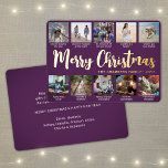 10 Photo Purple Merry Christmas Modern Collage<br><div class="desc">Send stylish joyful greetings and share 10 of your favourite pictures with a custom photo collage purple and gold foil holiday card. All text on this template is simple to personalise to include any wording, such as Merry Christmas, Happy Holidays, Seasons Greetings, New Year Cheers etc. (IMAGE PLACEMENT TIP: An...</div>