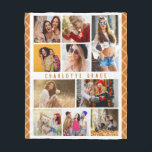 10 Photo Simple Modern Minimal Plaid Chic Name Fleece Blanket<br><div class="desc">10 Photo Simple Modern Minimal Brown Plaid Preppy Chic Name Fleece Blanket features ten of your favourite pictures for an easy and quick DIY add your own photo collage. Personalise with your name. Makes a perfect gift for Christmas, birthdays, Mother's Day, sisters, best friends and more. Designed by © Evco...</div>