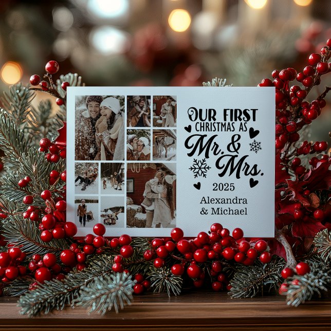 10 Photo Snowflakes Christmas Mr and Mrs  Holiday Card (Creator Uploaded)