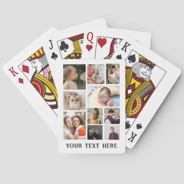10 Photo Template Collage with Custom Text Playing Cards (Back)