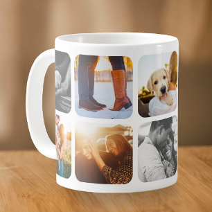 10 Photo Template Grid Rounded Frame Mug