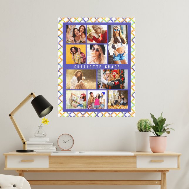 10 Photo Trendy Modern Colourful Geometric Name Canvas Print (Creator Uploaded)