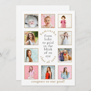 10 Photos Baby to Grad Name Year Graduation Announcement