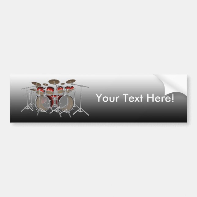 10 Piece Drum Kit: Red: Bumper Sticker (Front)