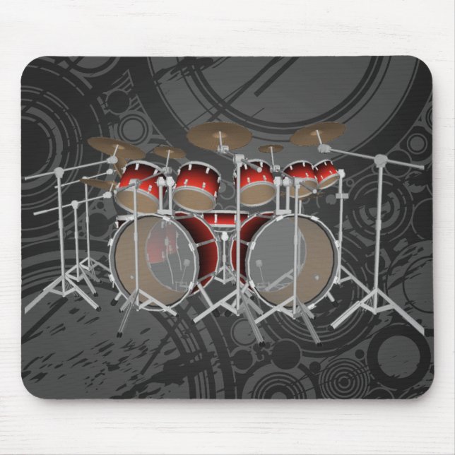 10 Piece Drum Kit: Red Gradient: Drums Mousepad (Front)