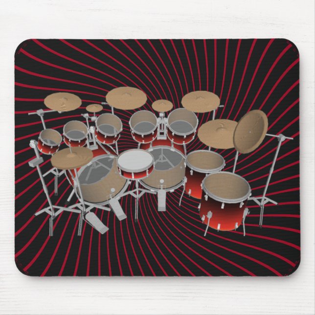 10 Piece Drum Kit: Red Spiral Graphics: Mousepad (Front)