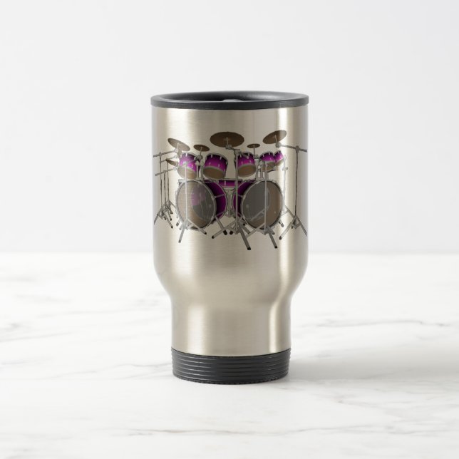 10 Piece Drum Kit: Violet Gradient: Travel Mug (Center)