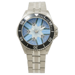10-point white star geometric watch
