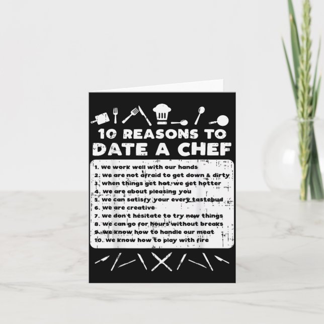 10 Reasons To Date A Chef Funny Dating Cook Men Wo Card (Front)