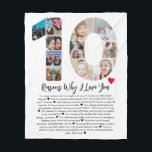 10 Reasons Why I Love You 10th Anniversary Collage Fleece Blanket<br><div class="desc">Celebrate love and create lasting memories with this Reasons Why I Love You Photo Collage. This customisable template allows you to craft a heartfelt and personalised gift that's perfect for various occasions, from wedding anniversaries to birthdays, Valentine's Day, or just because. Reasons Why I Love You - Express your love...</div>