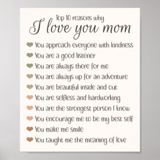 10 Reasons Why I Love You Mum Mother's Day Gift Poster