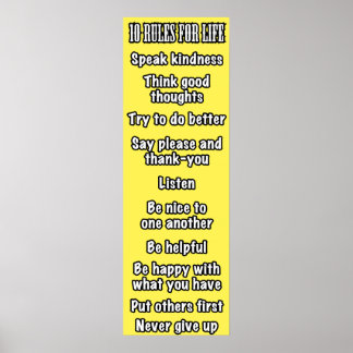 10 Rules For Life (Yellow) Poster