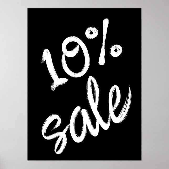 10% Sale Sign, 18x24 Black and White Sale Poster (Front)