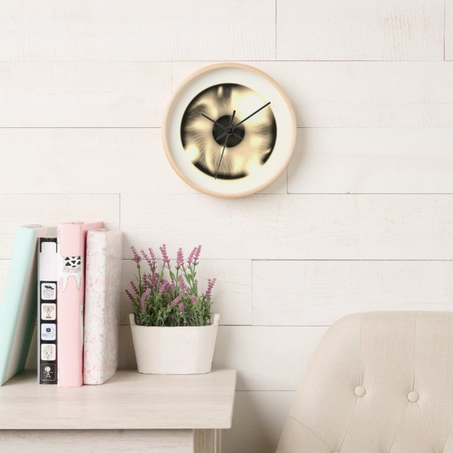 10" Sepia Iris Round, Brown Wooden Frame Clock (Reading Room)