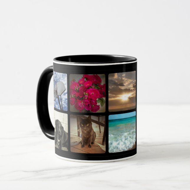10 Square Black Photo Collage Mug (Front Left)