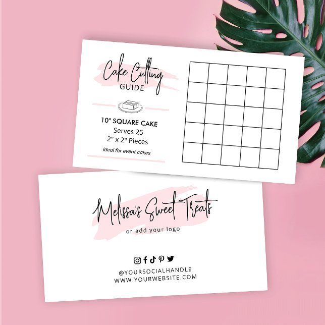 10" Square Cake Serving Guide 2x2 Event Portions Enclosure Card (10 inch square cake cutting guides for event or birthday cakes)