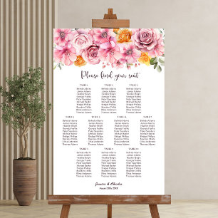 10 Table Elegant Pink Floral Wedding Seating Chart