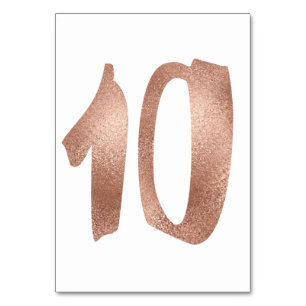 10 Table  Number White Metallic Pink Rose Gold