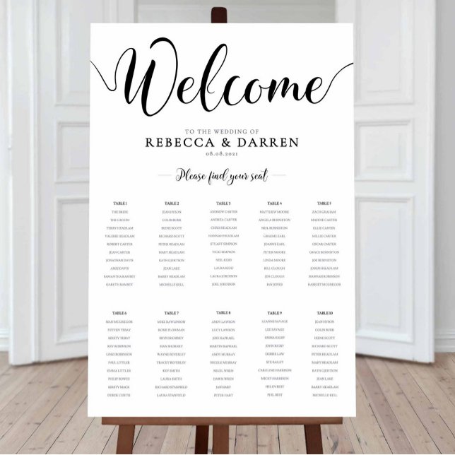 10 Table Wedding Seating Chart (Creator Uploaded)
