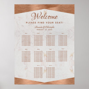 10 Table Wedding Seating Chart Faux Copper Marble