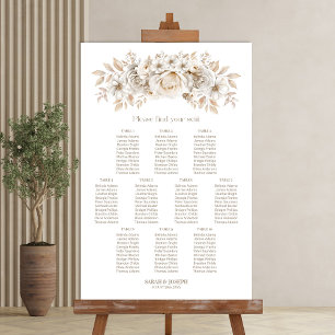 10 Table White Floral Wedding Seating Chart