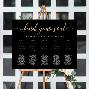 10 Tables Find Your Seat Black Seating Chart