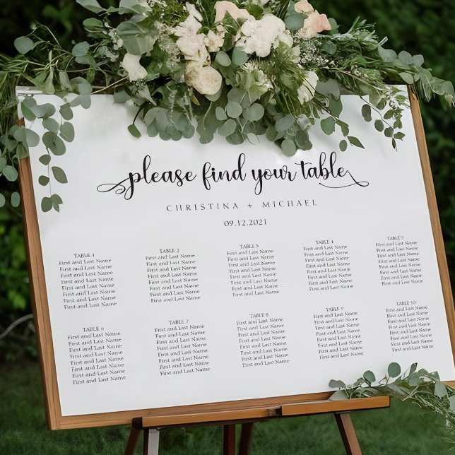 10 Tables Plan Elegant Simple Guests Seating Chart (Creator Uploaded)
