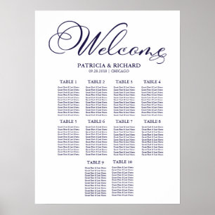 10 Tables Wedding Seating Chart Board Simple