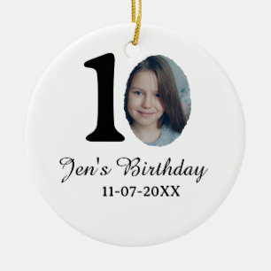10 th birthday photo bold letter kids name date st ceramic tree decoration
