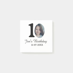 10 th birthday photo bold letter kids name date st post-it notes
