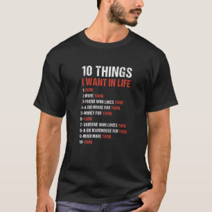 10 Things I Want In Life Knitting T-Shirt