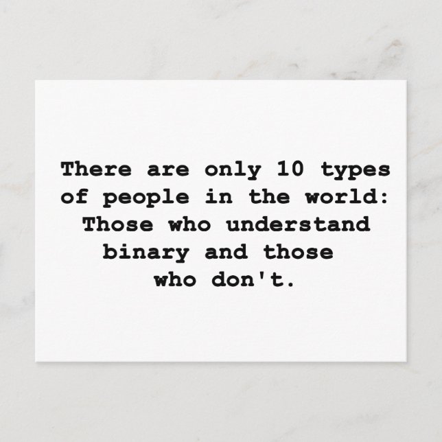 10 Types of People Postcard (Front)