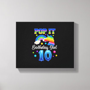 10 Unicorn Birthday Shirt For Girls, Pop It 10th B Canvas Print