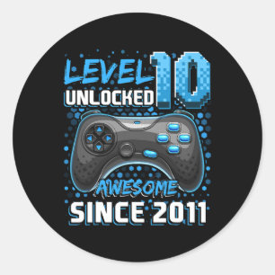10 Unlocked Awesome 2011 Video Game 10th Birthday Classic Round Sticker