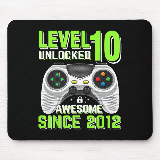 10 Unlocked Awesome 2012 Video Game 10th Birthday  Mouse Pad (Front)