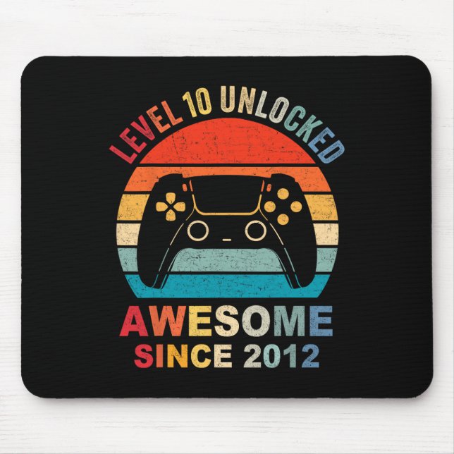 10 Unlocked Awesome 2012 Video Game 10th Birthday  Mouse Pad (Front)